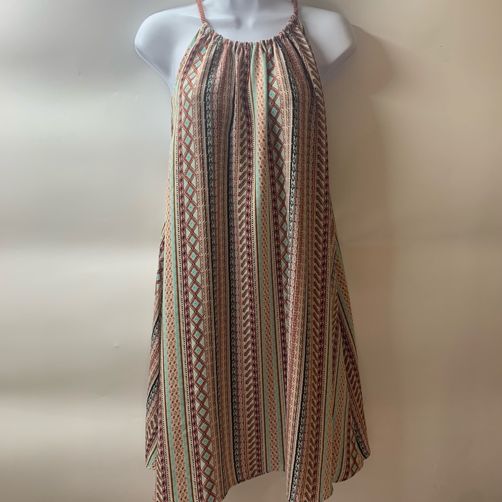 Artisan Ny contemporary Striped Dress in Brown and Cream Size Large